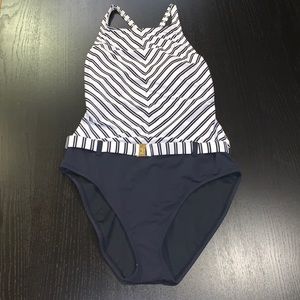 Brand new Bleu Rod Beattie One Piece Shaping Swimsuit Size 10 White/ Navy